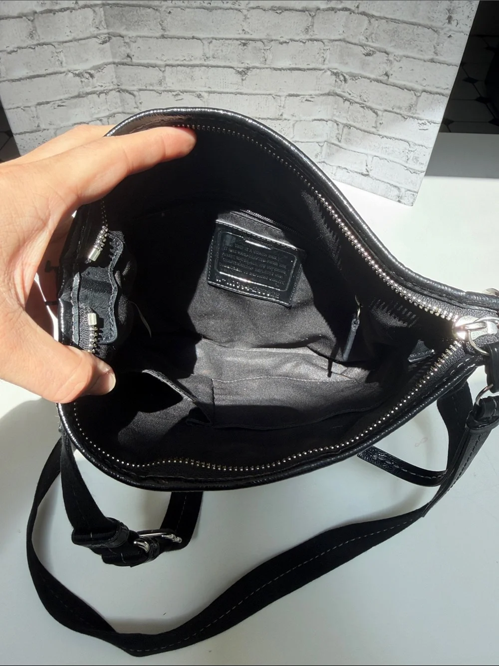 Coach Black and White Signature Canvas Crossbody